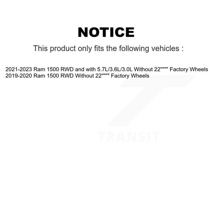Front Hub Bearing Assembly Brake Rotor & Pads Kit For Ram 1500 Without 22" Factory Wheels KBB-133421