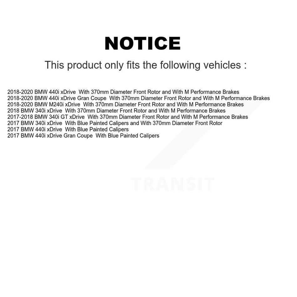 Front Hub Bearing Disc Brake Rotor & Pad Kit For BMW 340i xDrive 440i Gran Coupe M240i GT KBB-133439