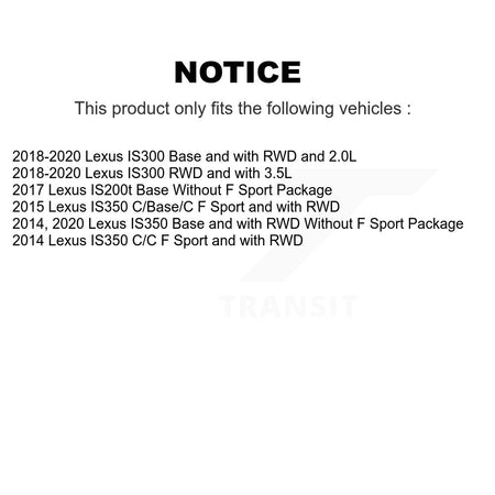 Front Hub Bearing Assembly Disc Brake Rotors And Pads Kit For Lexus IS300 IS350 IS200t KBB-133478