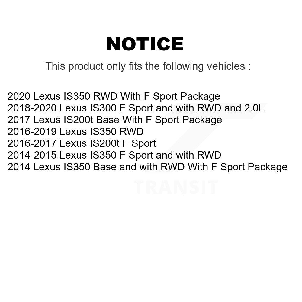 Front Hub Bearing Assembly Disc Brake Rotors And Pads Kit For Lexus IS350 IS300 IS200t KBB-133513