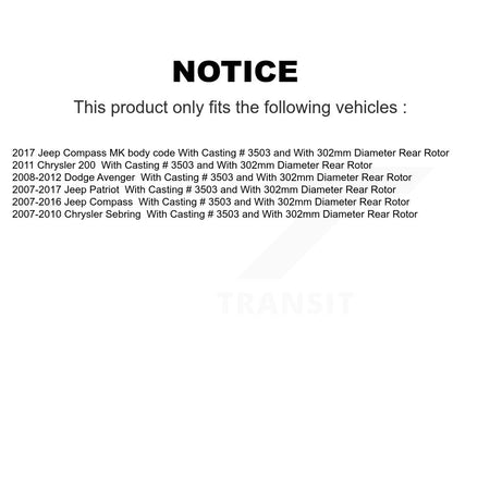 Front Rear Brake Caliper Kit For Jeep Patriot Compass Chrysler Sebring Dodge Avenger 200 KBC-100045