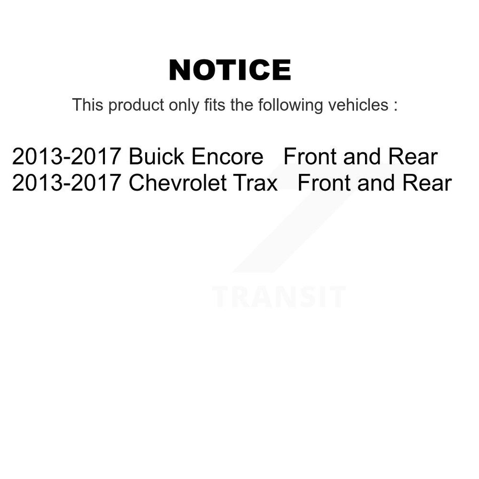 Front Rear Disc Brake Caliper Assembly Left Right Side (Driver Passenger) Kit For 2013-2017 Buick Encore Chevrolet Trax KBC-100091