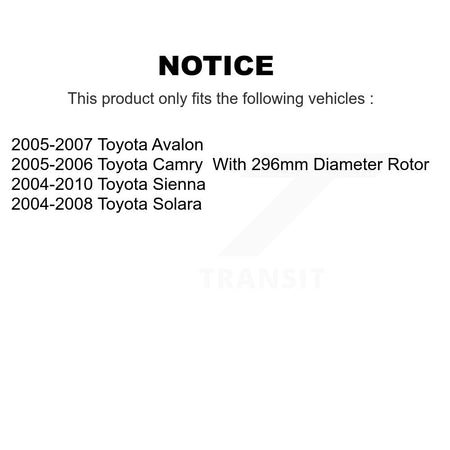 Front Brake Caliper Left Right Driver Passenger Kit For Toyota Sienna Camry Solara Avalon KBC-100100