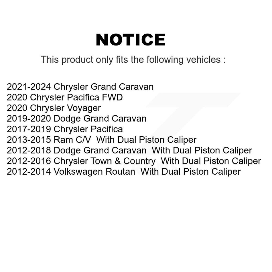 Front Disc Brake Caliper Assembly Left Right Side (Driver Passenger) Kit For Dodge Grand Caravan Chrysler Town & Country Pacifica Ram C/V Volkswagen Routan Voyager KBC-100102