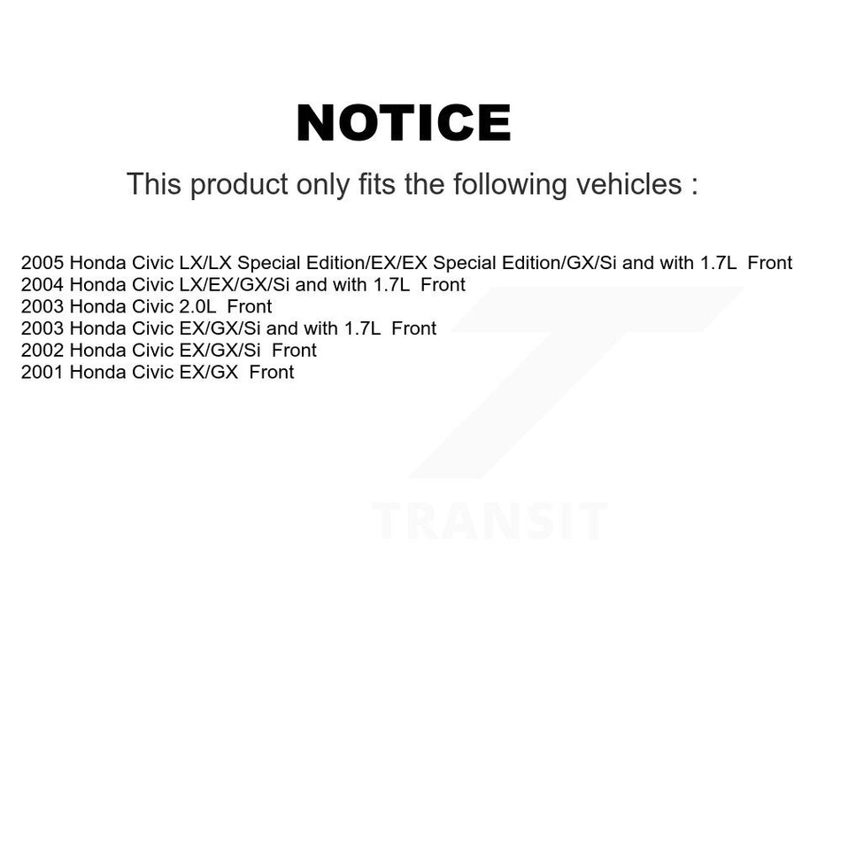 Front Disc Brake Caliper Assembly Left Right Side (Driver Passenger) Kit For Honda Civic KBC-100109