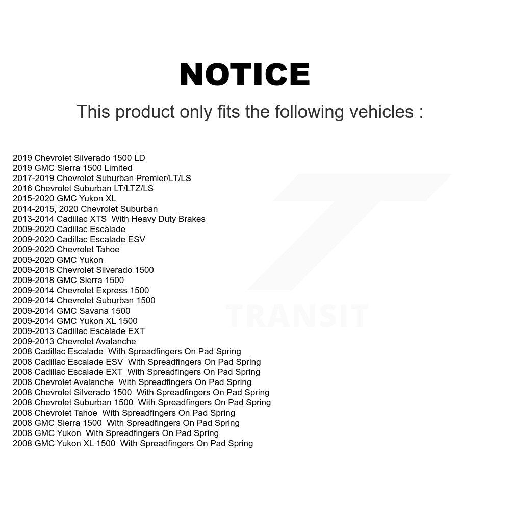 Front Brake Caliper Kit For Chevrolet GMC Sierra 1500 Silverado Tahoe Cadillac Yukon XL KBC-100131