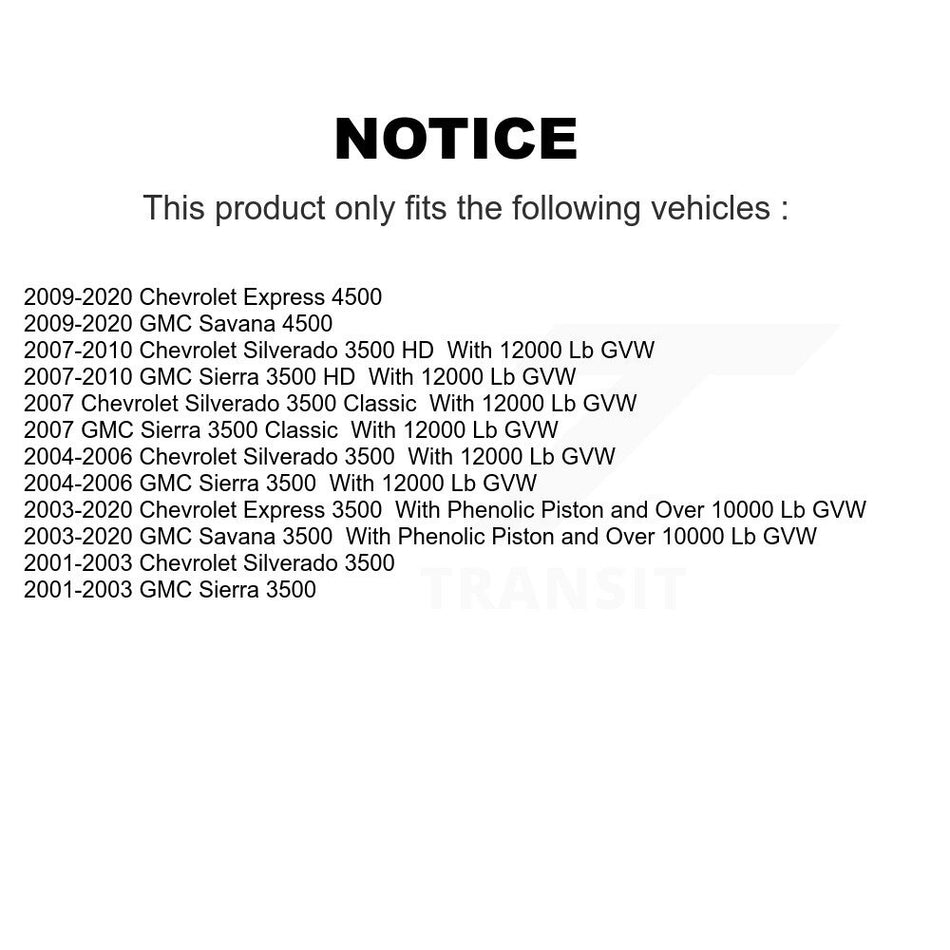 Front Disc Brake Caliper Assembly Left Right Side (Driver Passenger) Kit For Chevrolet Express 3500 GMC Savana Silverado HD Sierra Classic 4500 KBC-100137