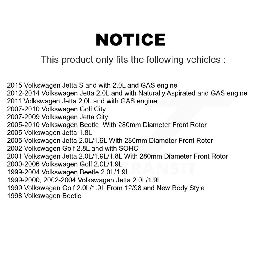 Front Disc Brake Caliper Assembly Left Right Side (Driver Passenger) Kit For Volkswagen Jetta Beetle Golf City KBC-100169