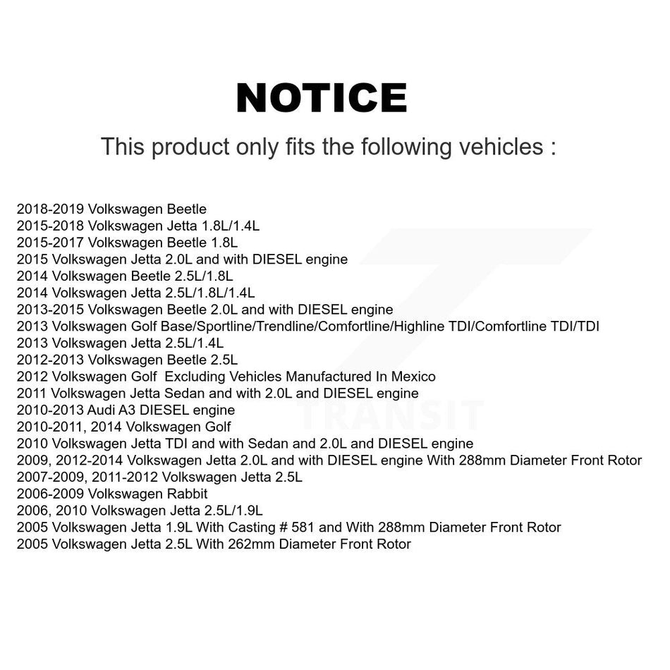 Front Disc Brake Caliper Assembly Left Right Side (Driver Passenger) Kit For Volkswagen Jetta Beetle Golf Rabbit Audi A3 KBC-100178