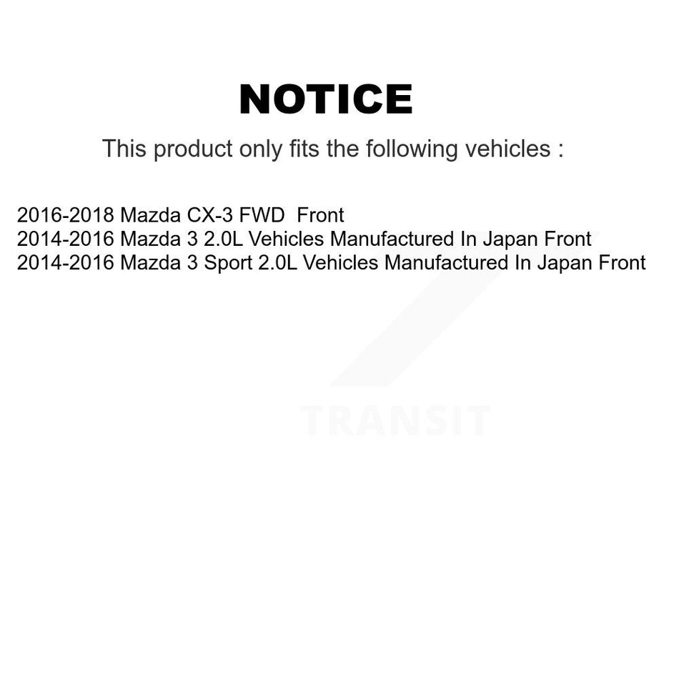 Front Disc Brake Caliper Assembly Left Right Side (Driver Passenger) Kit For Mazda 3 CX-3 Sport KBC-100209