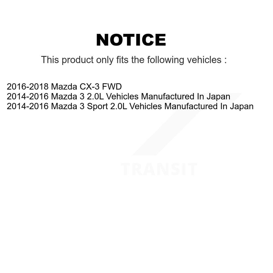 Front Disc Brake Caliper Assembly Left Right Side (Driver Passenger) Kit For Mazda 3 CX-3 Sport KBC-100209