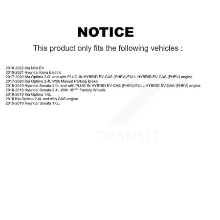 Front Brake Caliper (Left Right) Kit For Hyundai Sonata Kia Kona Electric Optima Niro EV KBC-100214