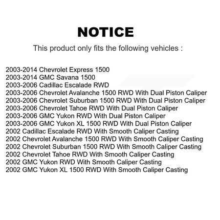 Rear Brake Caliper Kit For Chevrolet Avalanche 1500 GMC Express Yukon Tahoe Savana XL KBC-100279