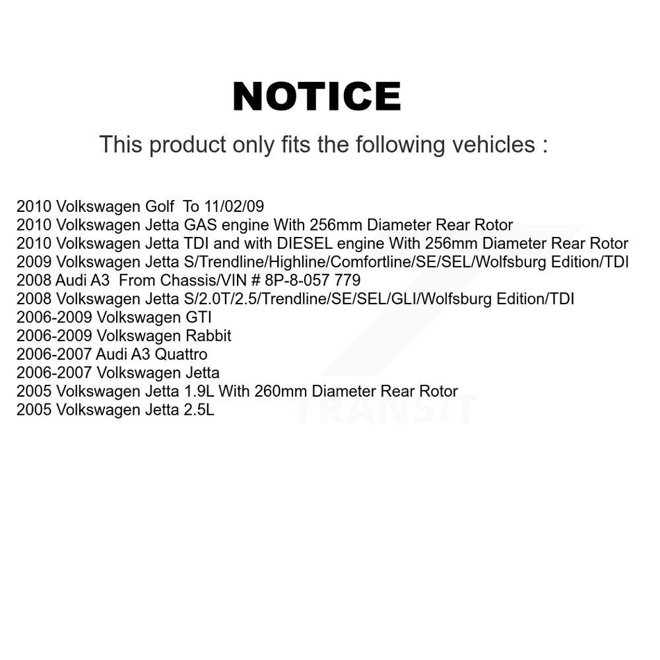 Rear Disc Brake Caliper Assembly Left Right Side (Driver Passenger) Kit For Volkswagen Jetta Rabbit GTI Golf Audi A3 Quattro KBC-100293