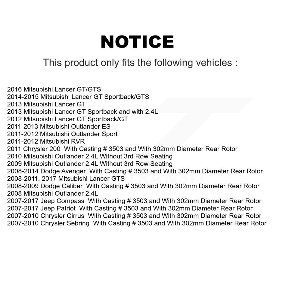 Rear Disc Brake Caliper Assembly Left Right Side (Driver Passenger) Kit For Jeep Patriot Dodge Compass Avenger Chrysler Mitsubishi Sebring Lancer Caliber 200 Outlander Sport RVR Cirrus KBC-100305