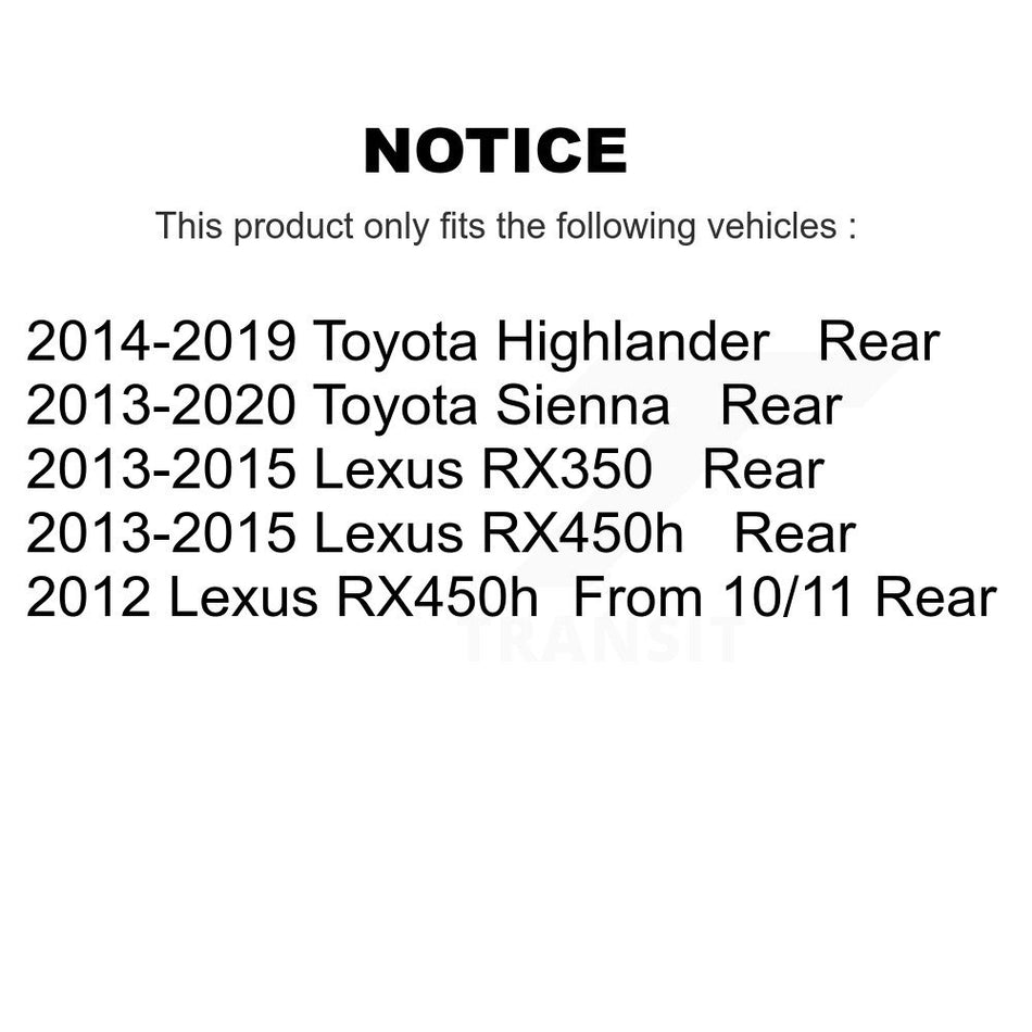 Rear Disc Brake Caliper Assembly Left Right Side (Driver Passenger) Kit For Toyota Highlander Sienna Lexus RX350 RX450h KBC-100317