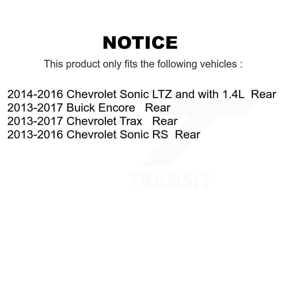 Rear Disc Brake Caliper Assembly Left Right Side (Driver Passenger) Kit For Chevrolet Buick Encore Sonic Trax KBC-100331