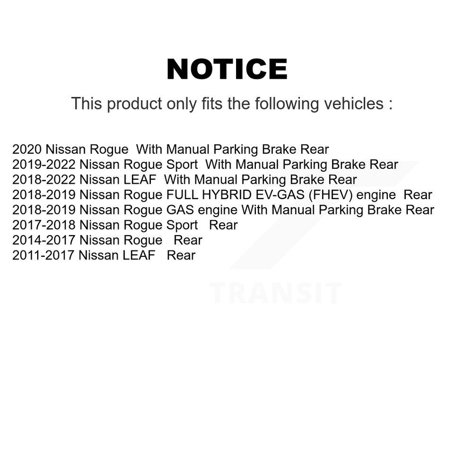 Rear Disc Brake Caliper Assembly Left Right Side (Driver Passenger) Kit For Nissan Rogue Sport LEAF KBC-100374