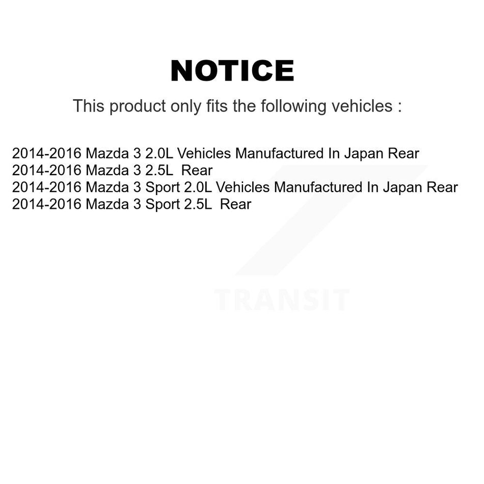 Rear Disc Brake Caliper Assembly Left Right Side (Driver Passenger) Kit For Mazda 3 Sport KBC-100385