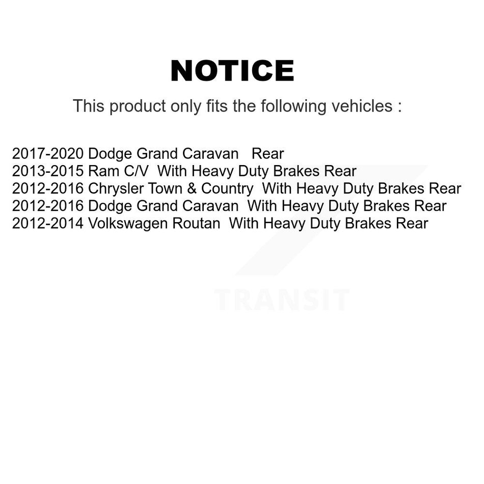 Rear Disc Brake Caliper Assembly Left Right Side (Driver Passenger) Kit For Dodge Grand Caravan Chrysler Town & Country Ram C/V Volkswagen Routan KBC-100409