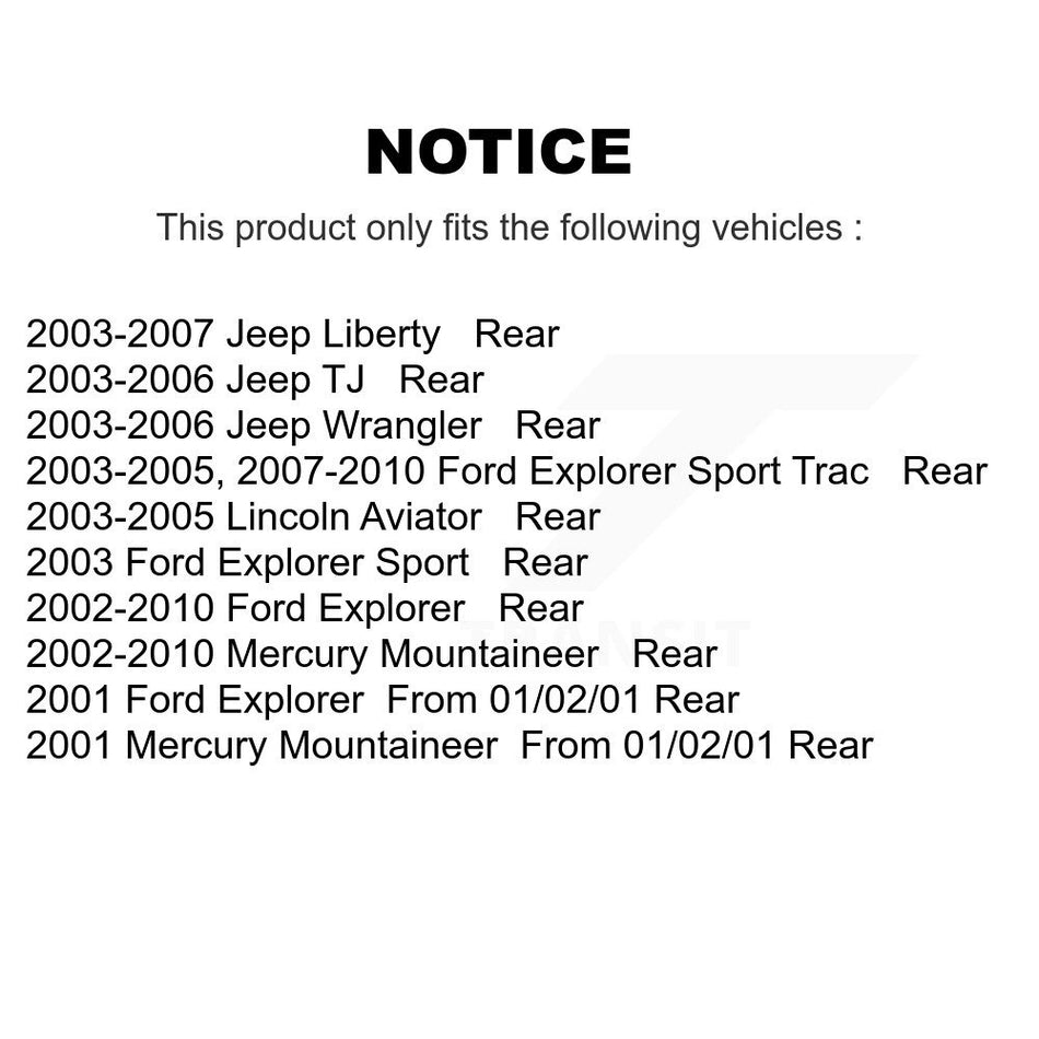 Rear Disc Brake Caliper Assembly Left Right Side (Driver Passenger) Kit For Ford Explorer Jeep Liberty Wrangler Sport Trac Mercury Mountaineer Lincoln Aviator TJ KBC-100414