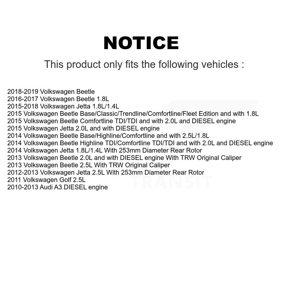 Front Rear Brake Caliper Left Right Side Kit For Volkswagen Jetta Beetle Golf Audi A3 KBC-100456
