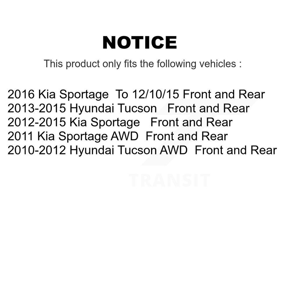 Front Rear Disc Brake Caliper Assembly Left Right Side (Driver Passenger) Kit For Hyundai Tucson Kia Sportage KBC-100479