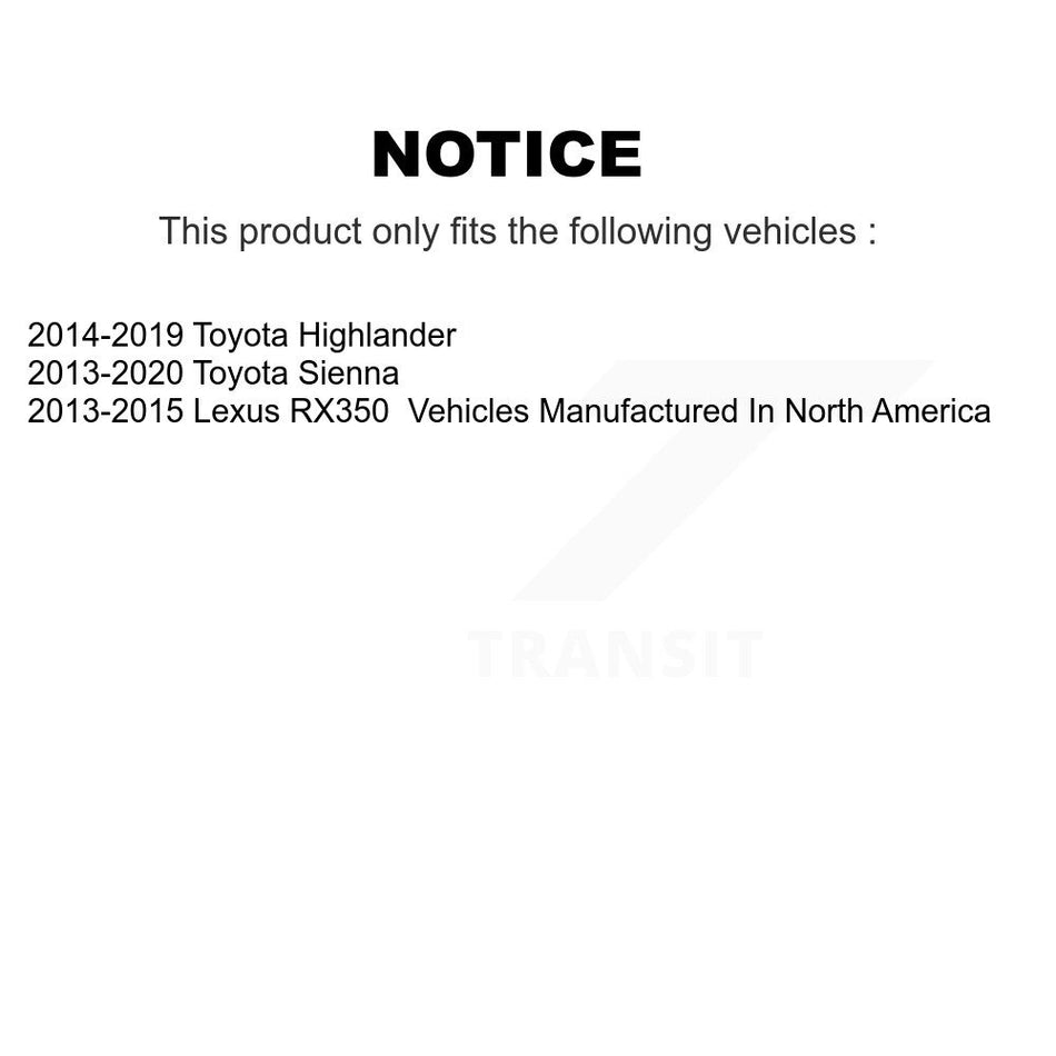 Front Rear Disc Brake Caliper Assembly Left Right Side (Driver Passenger) Kit For Toyota Highlander Sienna Lexus RX350 KBC-100484