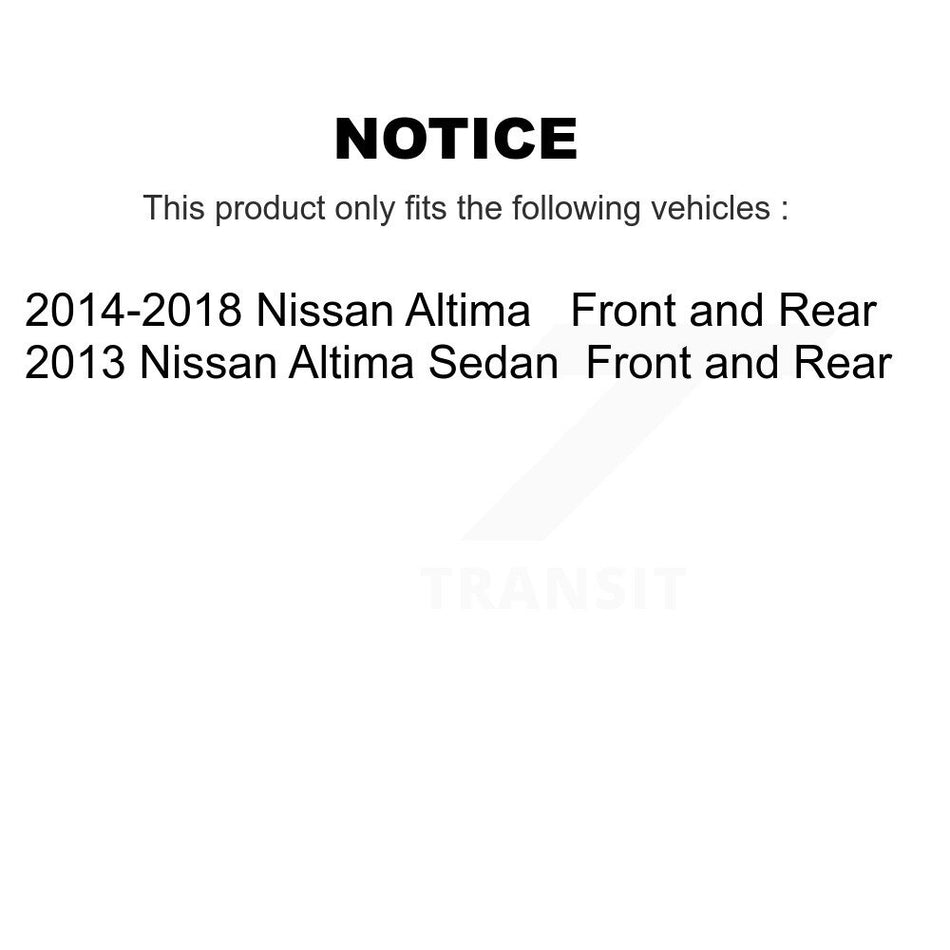 Front Rear Disc Brake Caliper Assembly Left Right Side (Driver Passenger) Kit For Nissan Altima KBC-100581