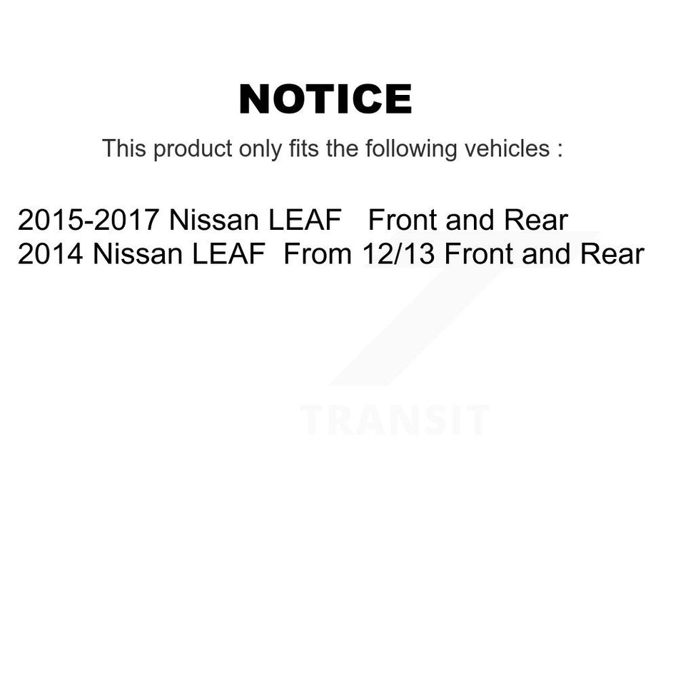 Front Rear Disc Brake Caliper Assembly Left Right Side (Driver Passenger) Kit For Nissan LEAF KBC-100582