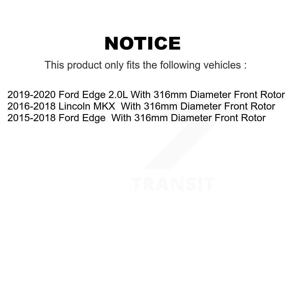 Front Rear Brake Caliper Kit For Ford Edge Lincoln MKX With 316mm Diameter Rotor KBC-100876