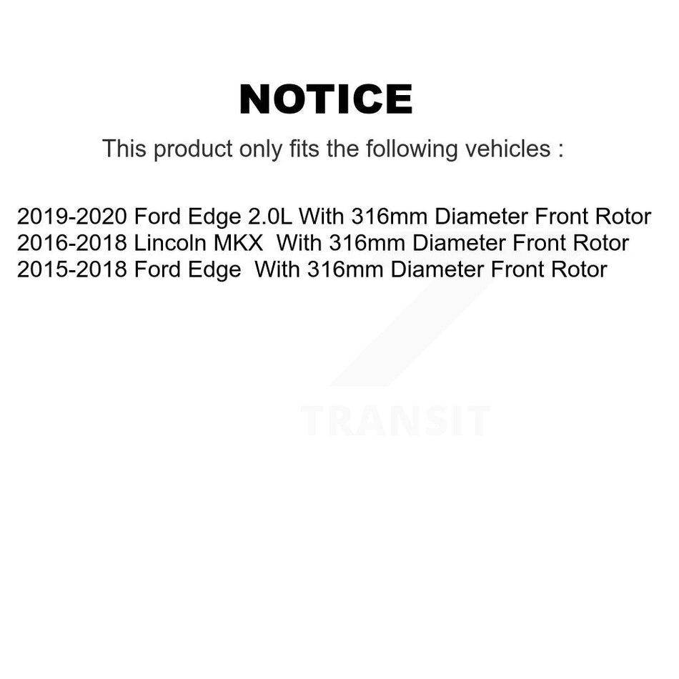 Front Rear Brake Caliper Kit For Ford Edge Lincoln MKX With 316mm Diameter Rotor KBC-100876