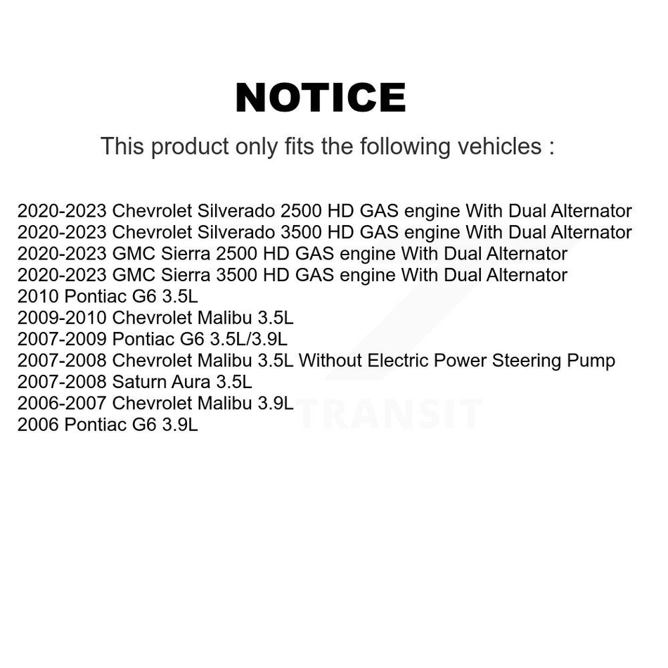 Main Drive Serpentine Belt KBR-5061093 For Chevrolet GMC Malibu Silverado 2500 HD Sierra 3500 G6