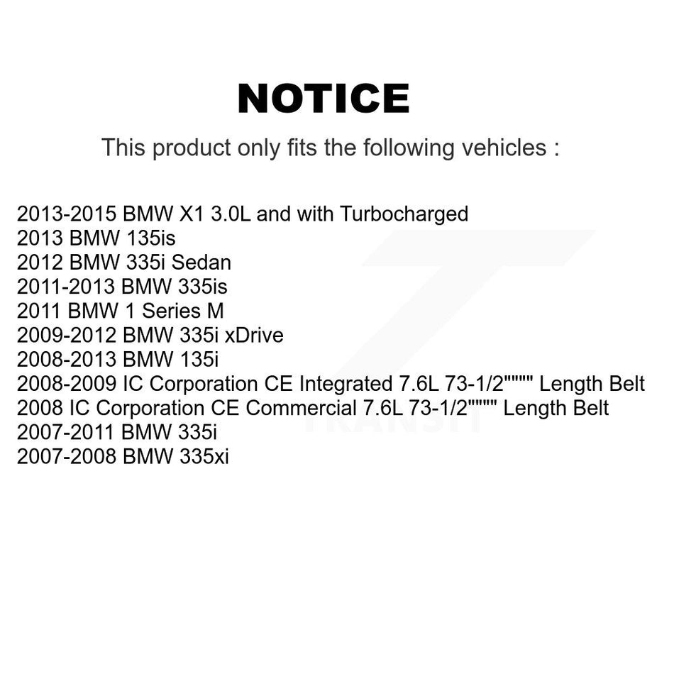 Main Drive Serpentine Belt KBR-5070730 For BMW X1 335i xDrive 135i 335xi 335is 1 Series M IC CE