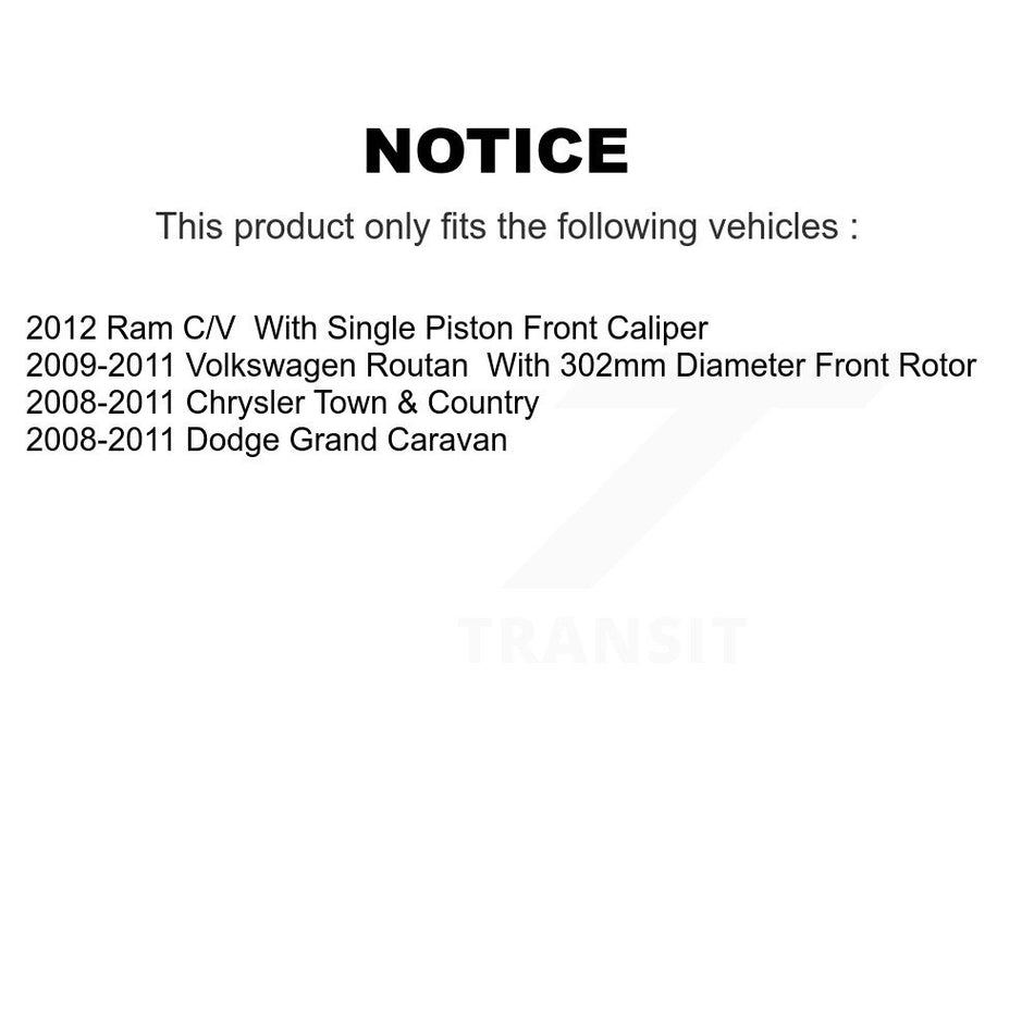 Front Brake Caliper Rotor Ceramic Pad Kit For Dodge Grand Caravan Chrysler Town & Routan KC8-100012N