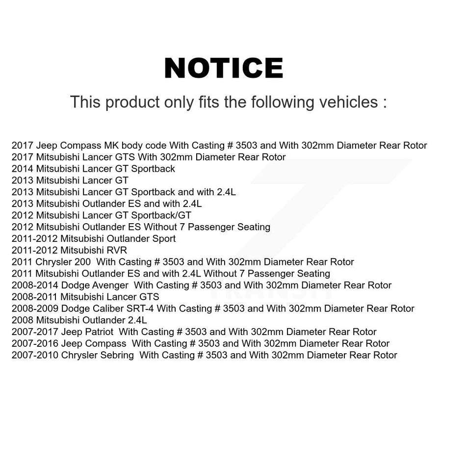 Rear Disc Brake Caliper Rotors And Ceramic Pads Kit For Mitsubishi Lancer Dodge Caliber Outlander Sport RVR KC8-100013T