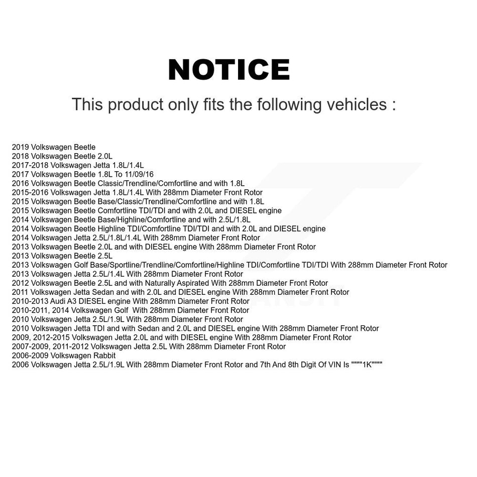 Front Disc Brake Caliper Rotors And Ceramic Pads Kit For Volkswagen Jetta Beetle Rabbit Golf Audi A3 KC8-100046C