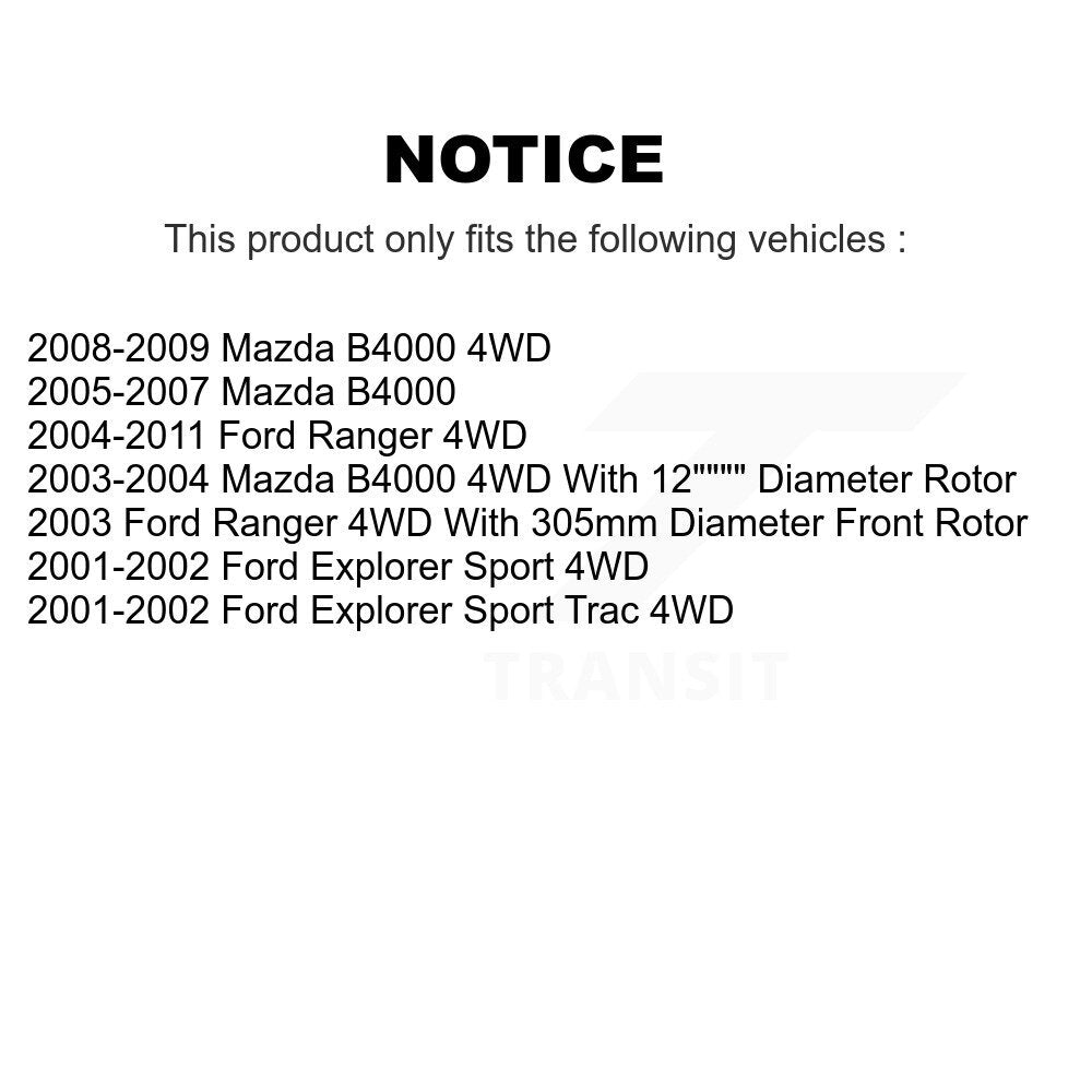 Front Brake Caliper Rotor And Semi-Metallic Pad Kit For Ford Ranger Mazda B4000 Explorer KC8-100053S