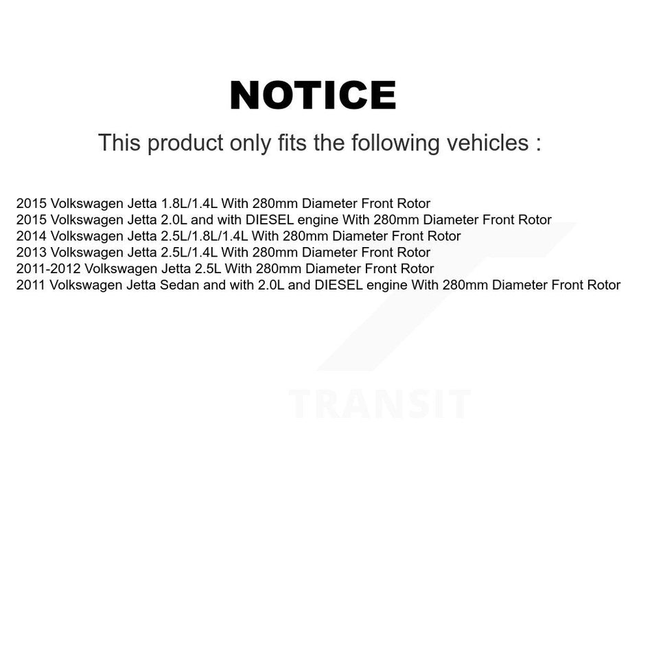 Front Disc Brake Caliper Rotors And Semi-Metallic Pads Kit For Volkswagen Jetta With 280mm Diameter Rotor KC8-100062S