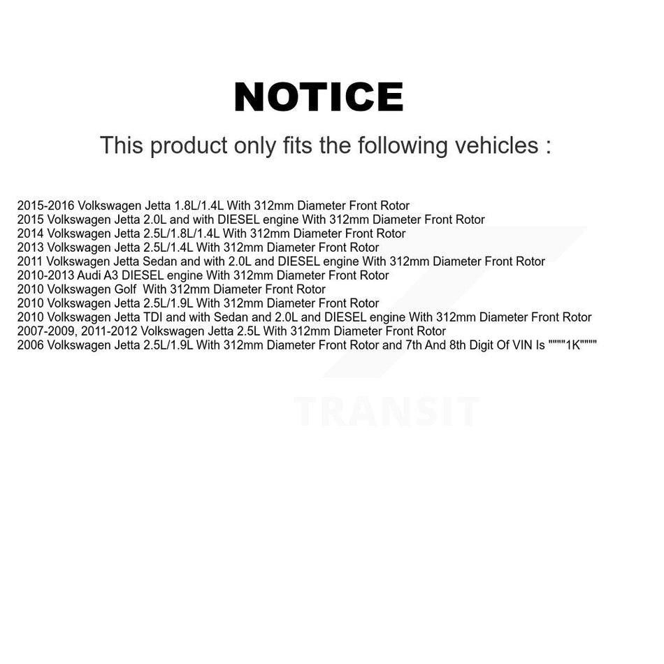 Front Disc Brake Caliper Rotors And Semi-Metallic Pads Kit For Volkswagen Jetta Audi A3 Golf KC8-100068S