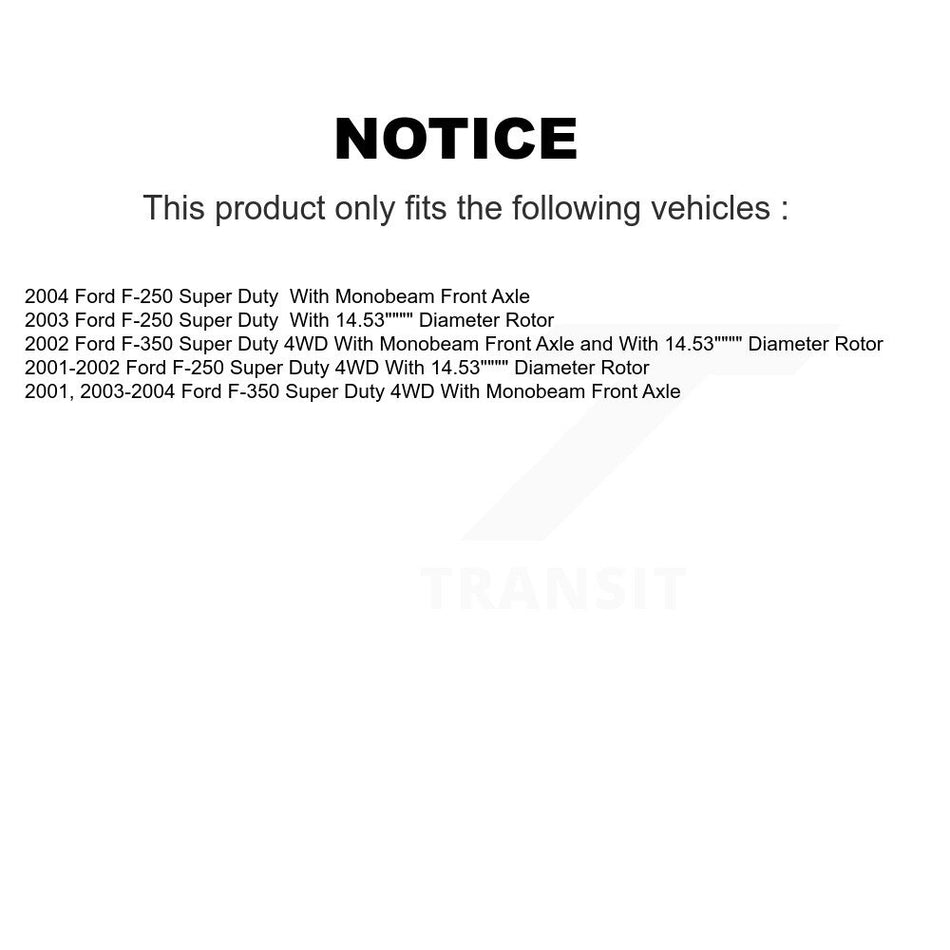 Front Disc Brake Caliper Rotor And Semi-Metallic Pad Kit For Ford F-350 Super Duty F-250 KC8-100094S