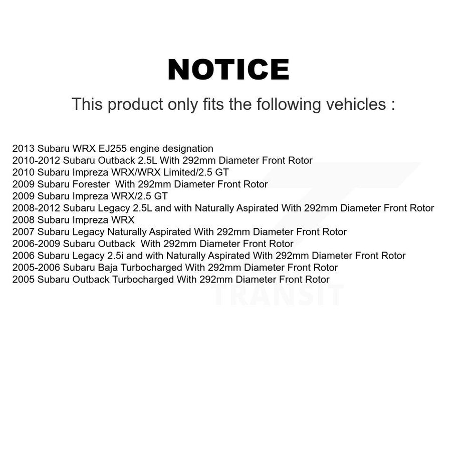 Front Brake Caliper Rotor Ceramic Pad Kit For Subaru Outback Impreza Legacy Forester WRX KC8-100105C