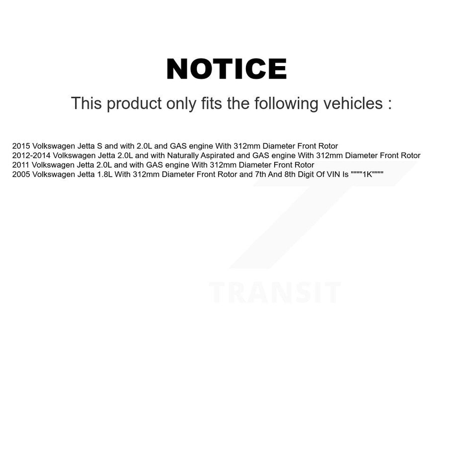 Front Disc Brake Caliper Rotors And Semi-Metallic Pads Kit For Volkswagen Jetta KC8-100105N