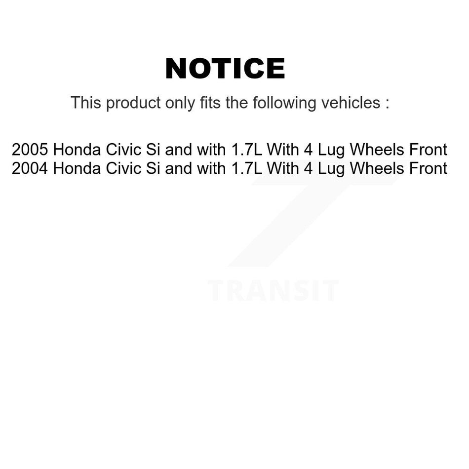 Front Disc Brake Caliper Rotors And Semi-Metallic Pads Kit For 2004-2005 Honda Civic Si with 1.7L With 4 Lug Wheels KC8-100119P