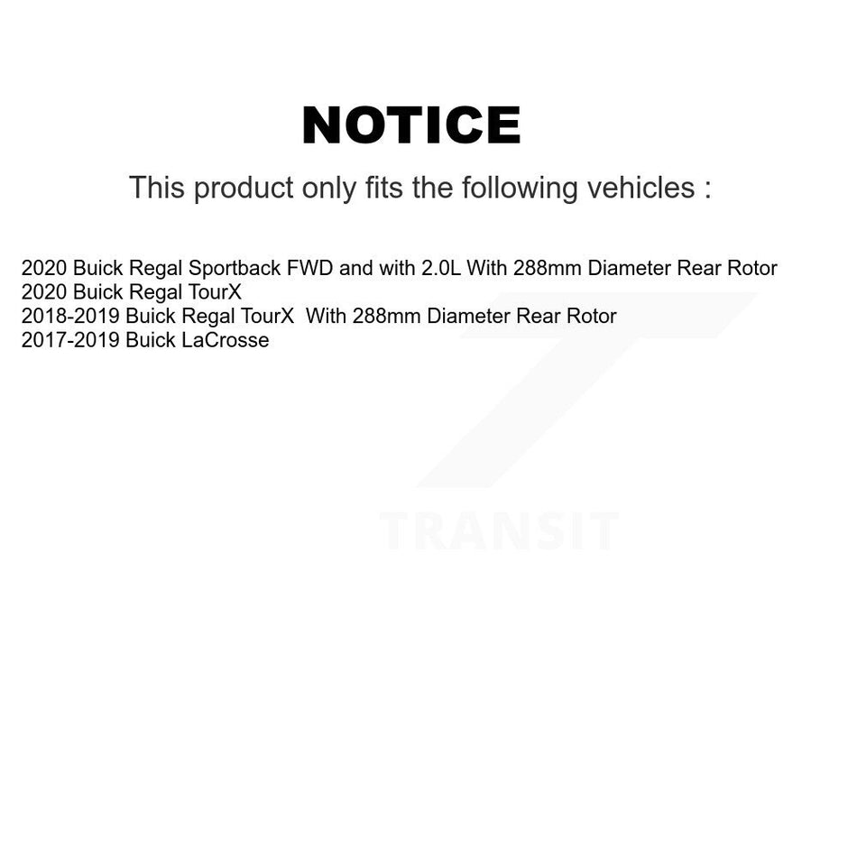 Rear Disc Brake Caliper Rotors And Ceramic Pads Kit For Buick LaCrosse Regal TourX KC8-100126T