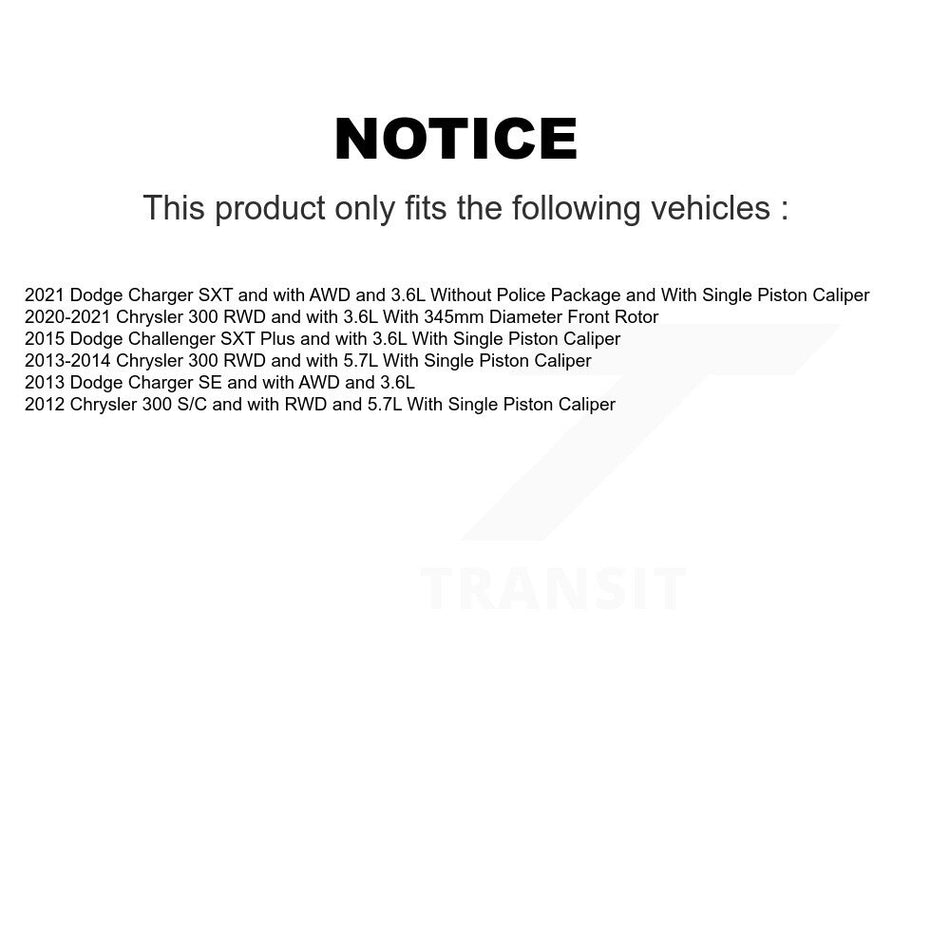 Front Disc Brake Caliper Rotor Ceramic Pad Kit For Chrysler 300 Dodge Charger Challenger KC8-100216N
