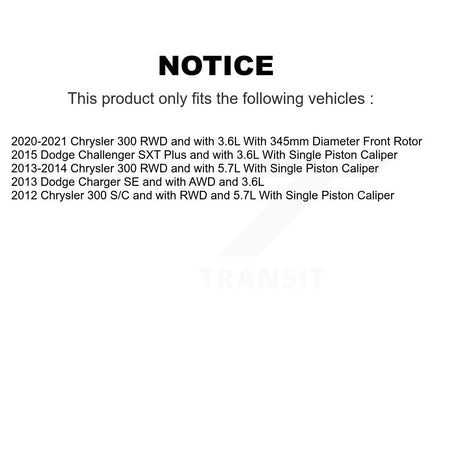 Front Disc Brake Caliper Rotor Ceramic Pad Kit For Chrysler 300 Dodge Charger Challenger KC8-100217N
