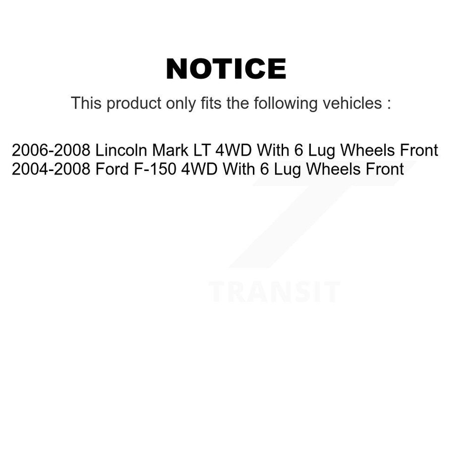 Front Disc Brake Caliper Rotors And Semi-Metallic Pads Kit For Ford F-150 Lincoln Mark LT With 6 Lug Wheels 4WD KC8-100237S