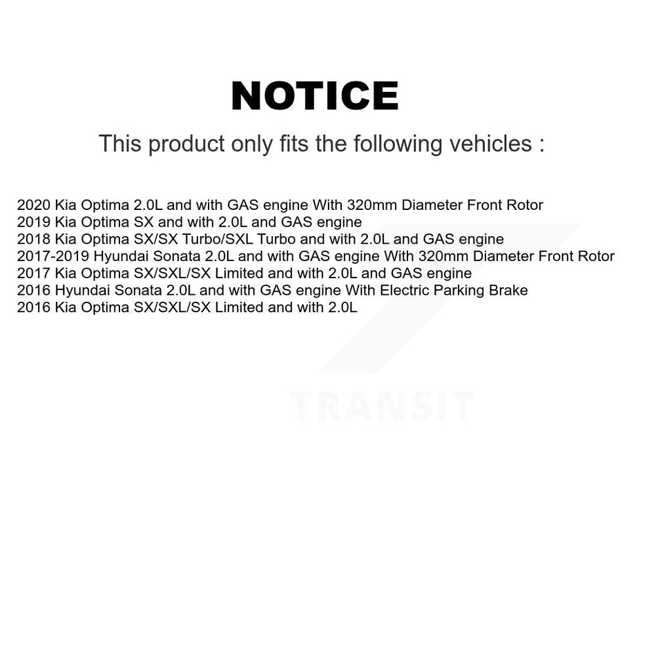 Front Disc Brake Caliper Rotors And Ceramic Pads Kit For Hyundai Sonata Kia Optima KC8-100240C