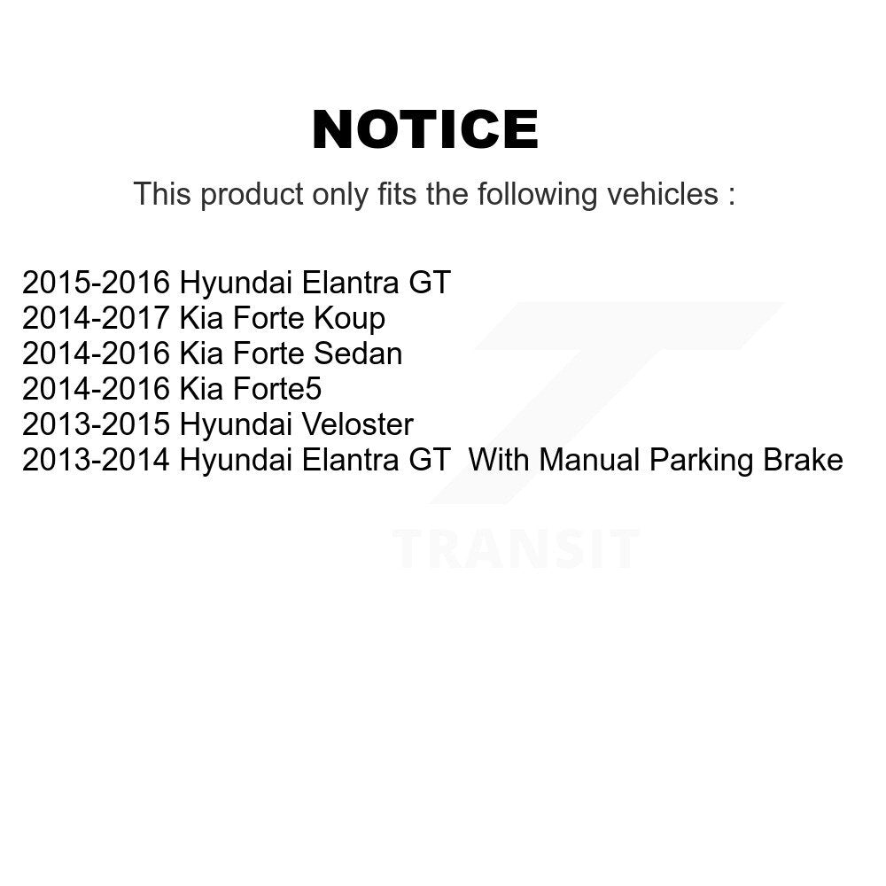 Rear Brake Caliper Rotors Ceramic Pad Kit For Hyundai Elantra GT Kia Forte Veloster Koup KC8-100262T